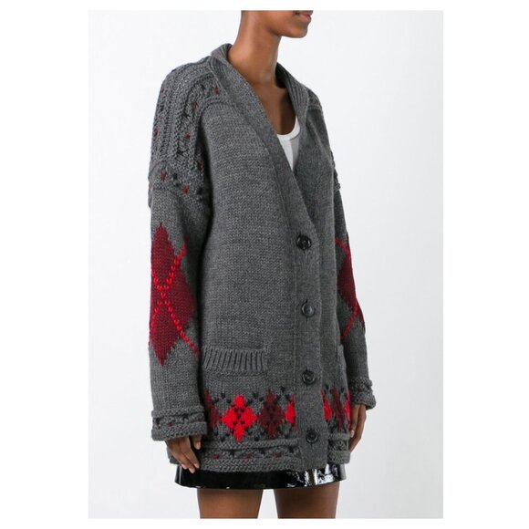 ISABEL MARANT Geena Oversized Argyle WoolAlpaca Blend Cardigan - Picture 1 of 11